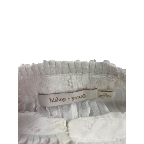 Bishop + Young Modern Romance Pleated Blouse Top M Ivory Sheer Keyhole Lace New - Picture 9 of 11